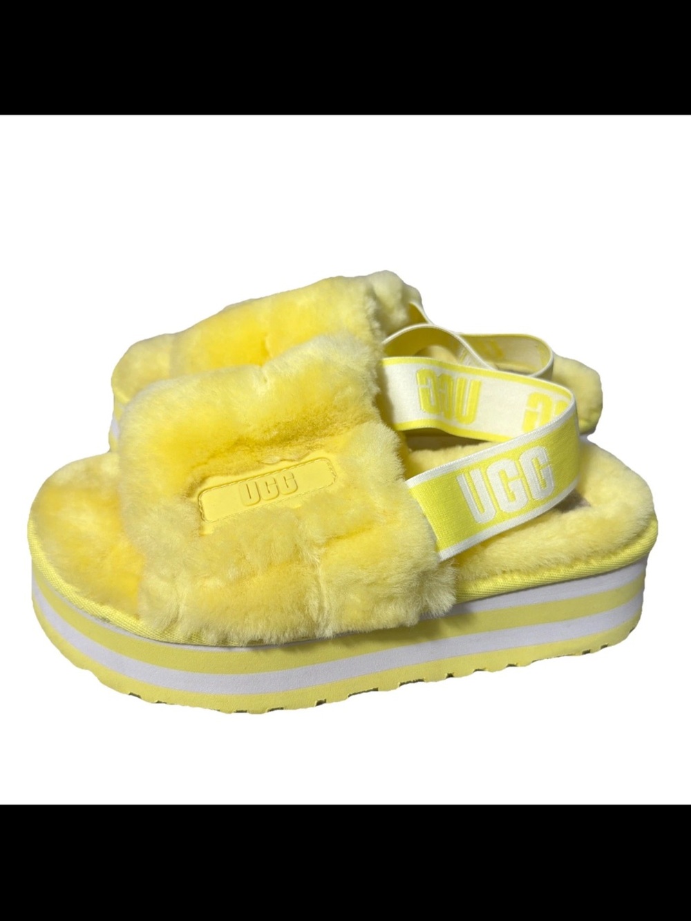 FUR AUSTRALIA UGG WOMEN'S DISCO SLIDE 1112258 Yellow SIZE 6